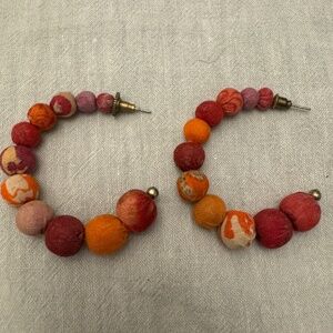 Cute Indian cloth bead earrings, never worn